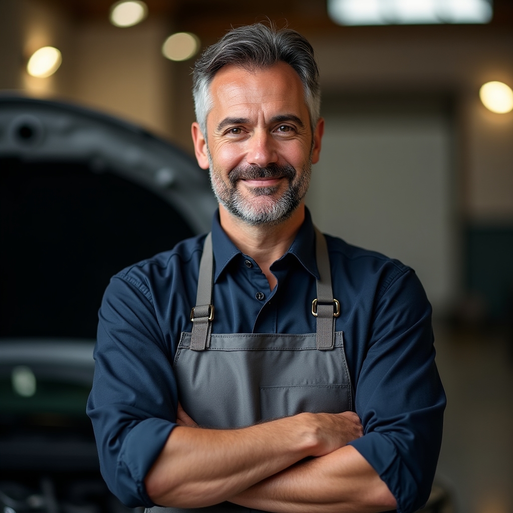 Istruttore del corso di manutenzione auto in garage didattico